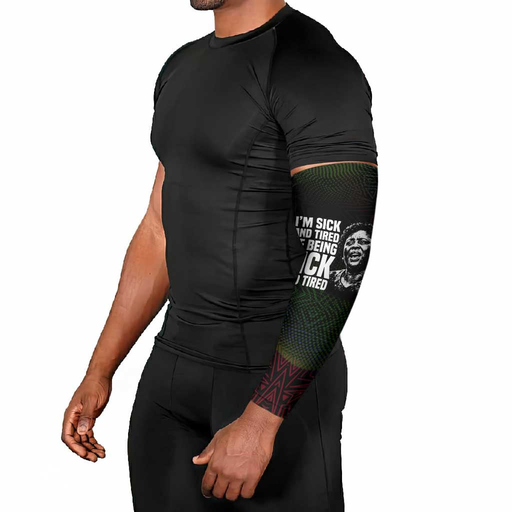 Fannie Lou Hamer Arm Sleeves Im Sick and Tired Quote Design Bold Portrait and Civil Rights Movement Tribute - African Pride