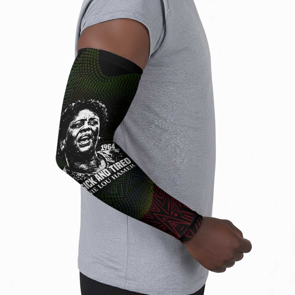 Fannie Lou Hamer Arm Sleeves Im Sick and Tired Quote Design Bold Portrait and Civil Rights Movement Tribute - African Pride