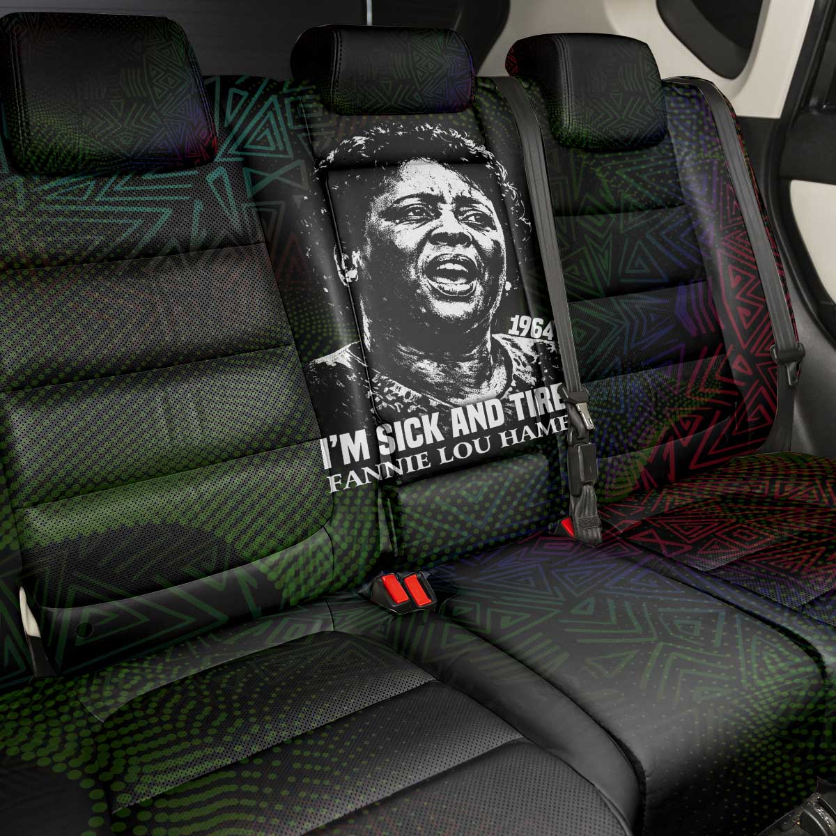 Fannie Lou Hamer Back Car Seat Cover Im Sick and Tired Quote Design Bold Portrait and Civil Rights Movement Tribute - African Pride