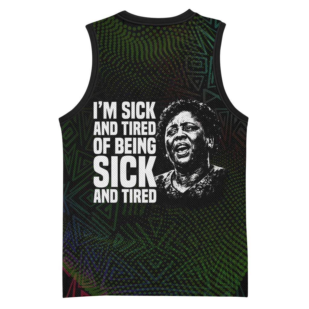 Fannie Lou Hamer Basketball Jersey Im Sick and Tired Quote Design Bold Portrait and Civil Rights Movement Tribute - African Pride