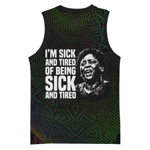 Fannie Lou Hamer Basketball Jersey Im Sick and Tired Quote Design Bold Portrait and Civil Rights Movement Tribute - African Pride