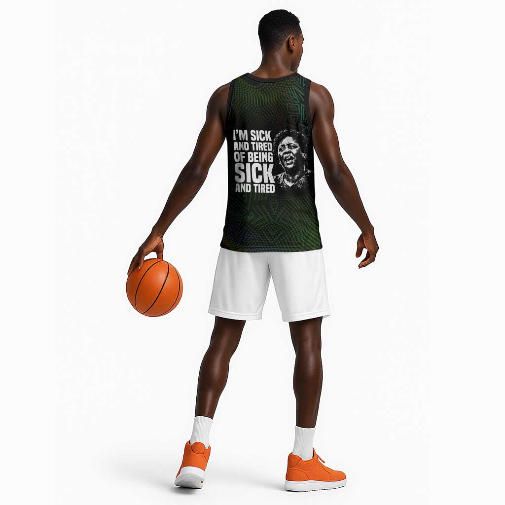 Fannie Lou Hamer Basketball Jersey Im Sick and Tired Quote Design Bold Portrait and Civil Rights Movement Tribute - African Pride