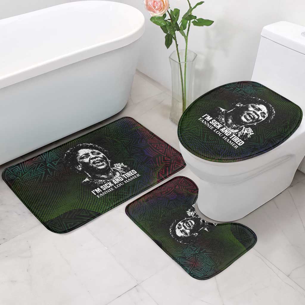 Fannie Lou Hamer Bathroom Set Im Sick and Tired Quote Design Bold Portrait and Civil Rights Movement Tribute - African Pride