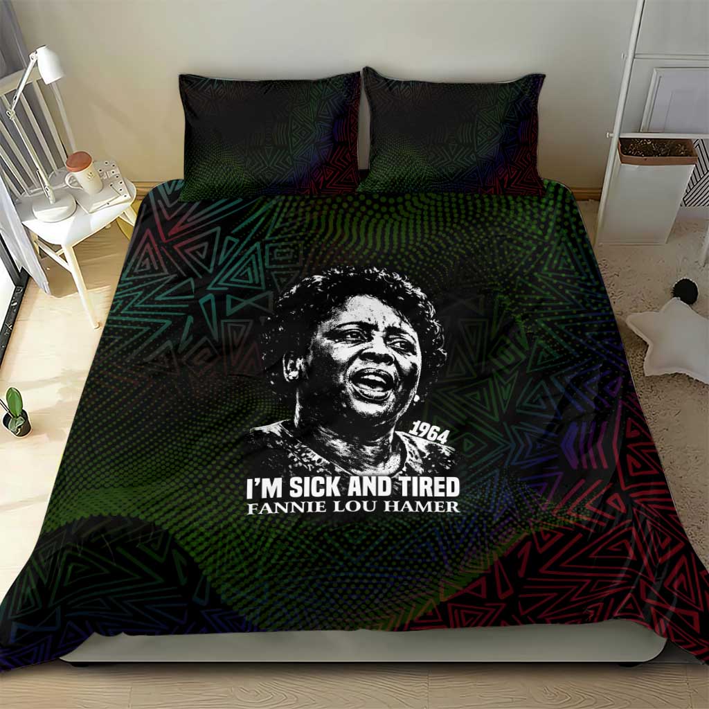 Fannie Lou Hamer Bedding Set Im Sick and Tired Quote Design Bold Portrait and Civil Rights Movement Tribute - African Pride