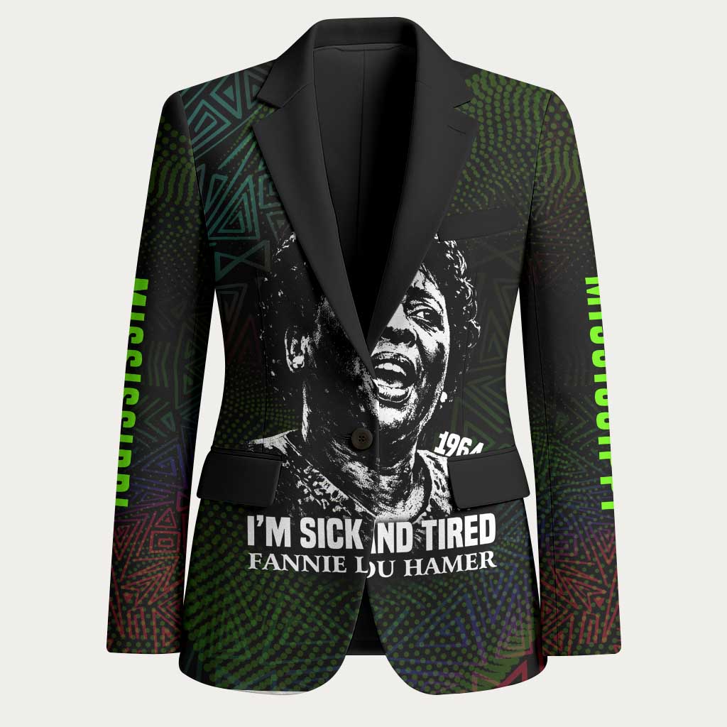 Fannie Lou Hamer Blazer Im Sick and Tired Quote Design Bold Portrait and Civil Rights Movement Tribute - African Pride
