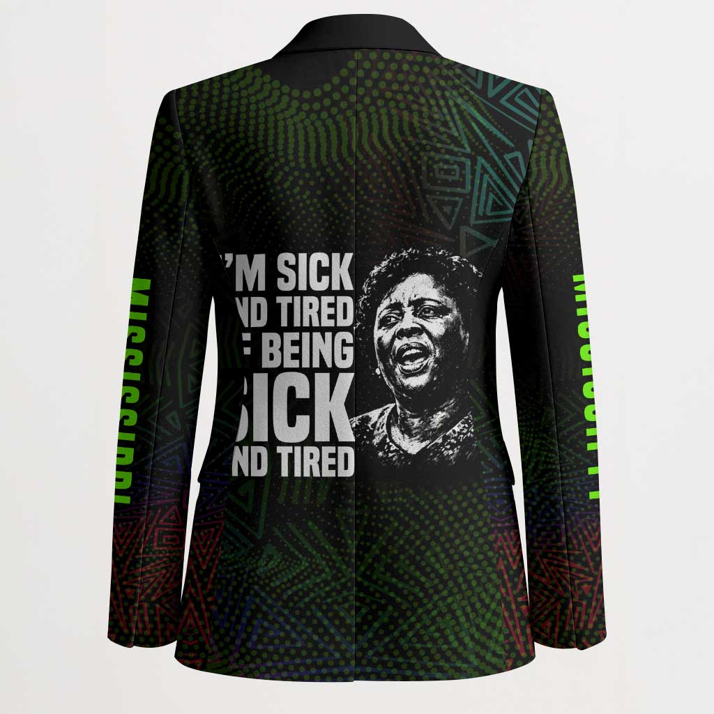 Fannie Lou Hamer Blazer Im Sick and Tired Quote Design Bold Portrait and Civil Rights Movement Tribute - African Pride