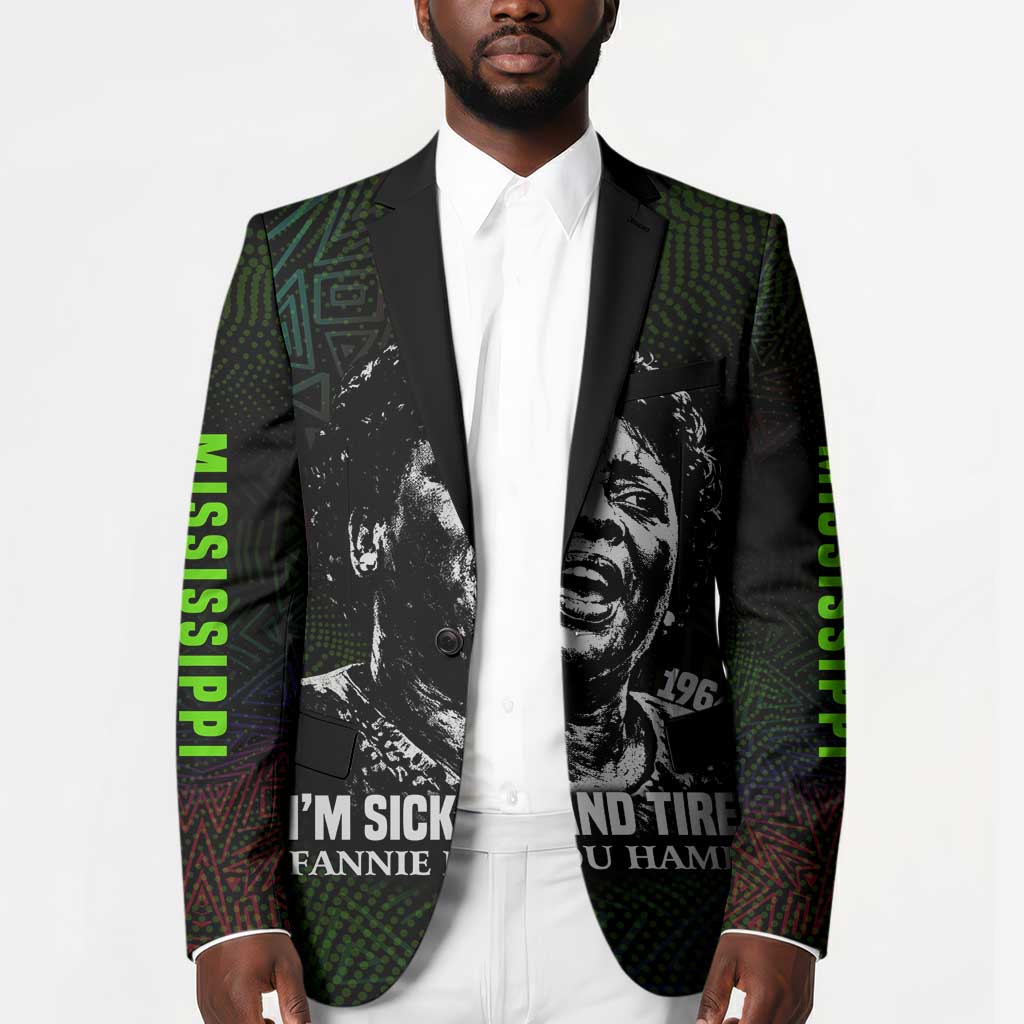 Fannie Lou Hamer Blazer Im Sick and Tired Quote Design Bold Portrait and Civil Rights Movement Tribute - African Pride