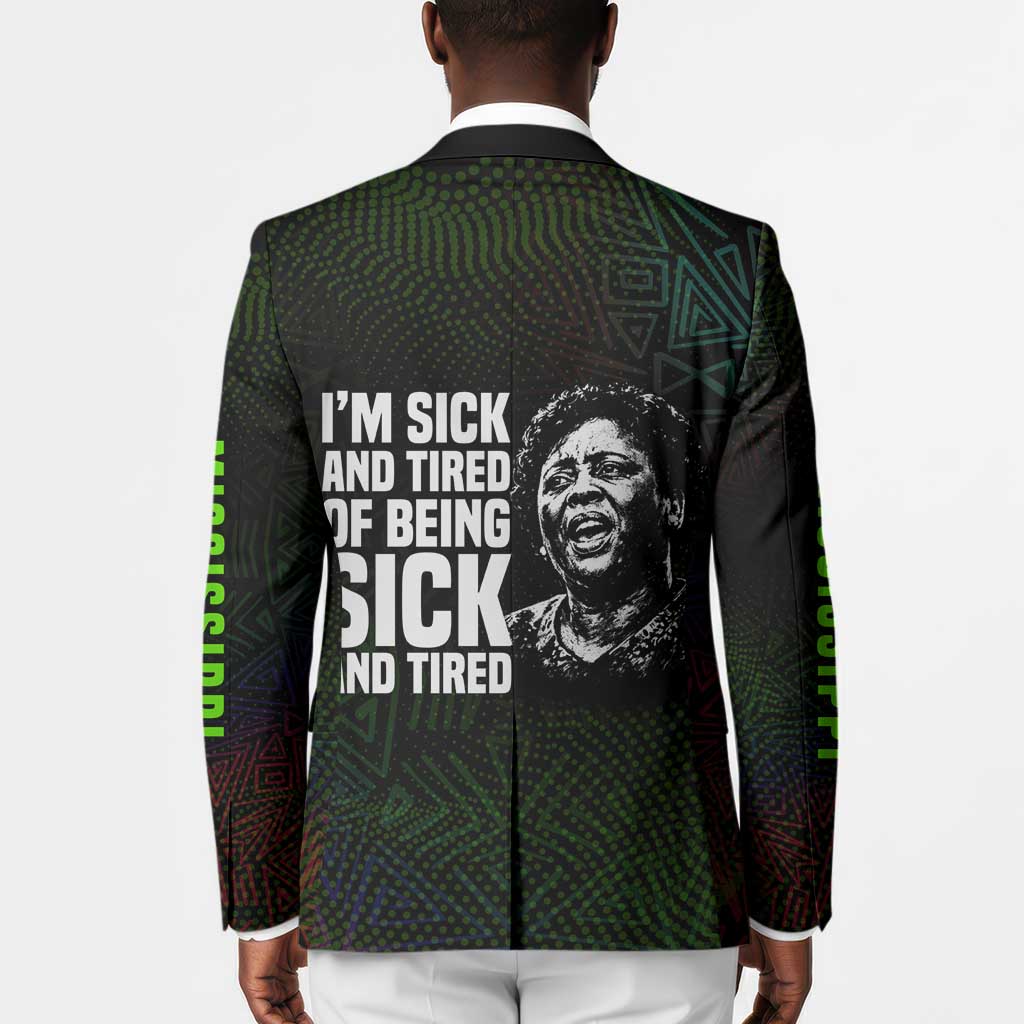 Fannie Lou Hamer Blazer Im Sick and Tired Quote Design Bold Portrait and Civil Rights Movement Tribute - African Pride