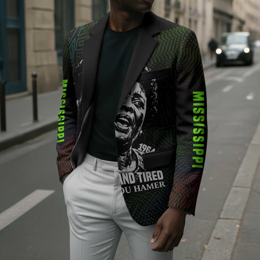 Fannie Lou Hamer Blazer Im Sick and Tired Quote Design Bold Portrait and Civil Rights Movement Tribute - African Pride