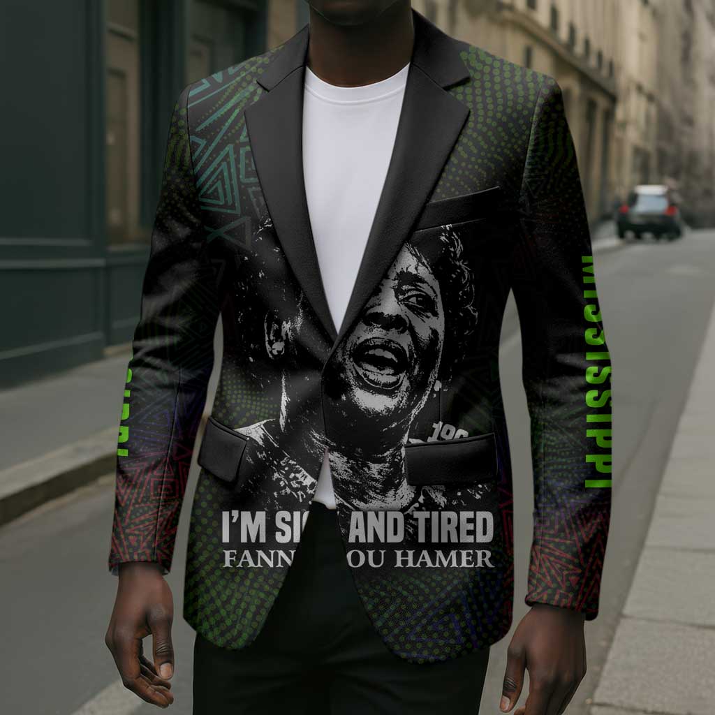 Fannie Lou Hamer Blazer Im Sick and Tired Quote Design Bold Portrait and Civil Rights Movement Tribute - African Pride