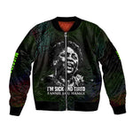 Fannie Lou Hamer Bomber Jacket Im Sick and Tired Quote Design Bold Portrait and Civil Rights Movement Tribute - African Pride