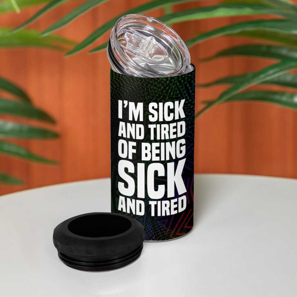 Fannie Lou Hamer 4 in 1 Can Cooler Tumbler Im Sick and Tired Quote Design Bold Portrait and Civil Rights Movement Tribute - African Pride