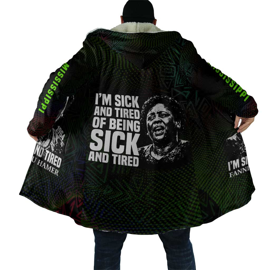 Fannie Lou Hamer Cloak Im Sick and Tired Quote Design Bold Portrait and Civil Rights Movement Tribute - African Pride
