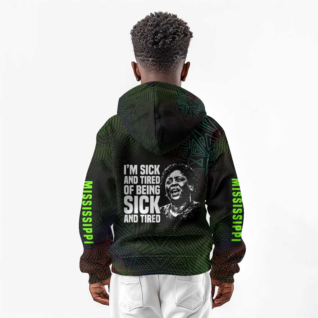 Fannie Lou Hamer Kid Hoodie Im Sick and Tired Quote Design Bold Portrait and Civil Rights Movement Tribute - African Pride