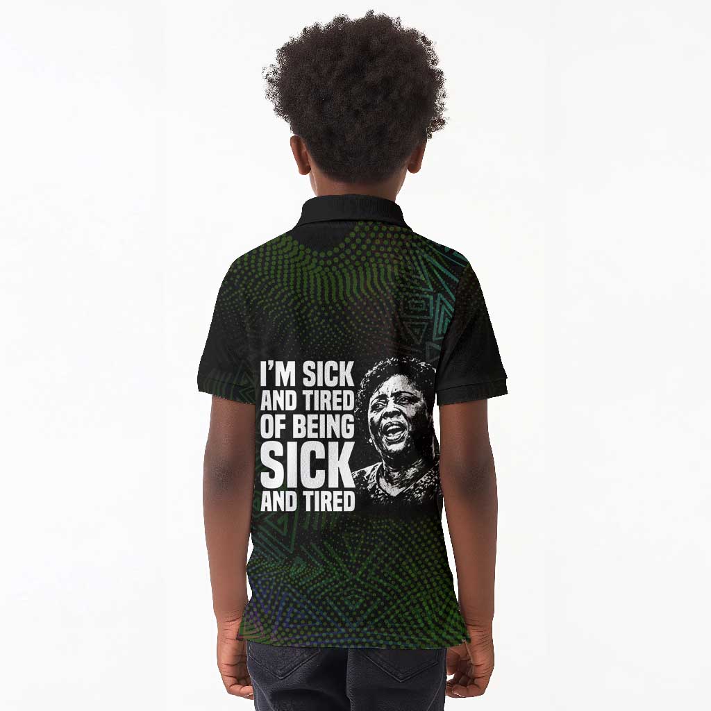 Fannie Lou Hamer Kid Polo Shirt Im Sick and Tired Quote Design Bold Portrait and Civil Rights Movement Tribute - African Pride