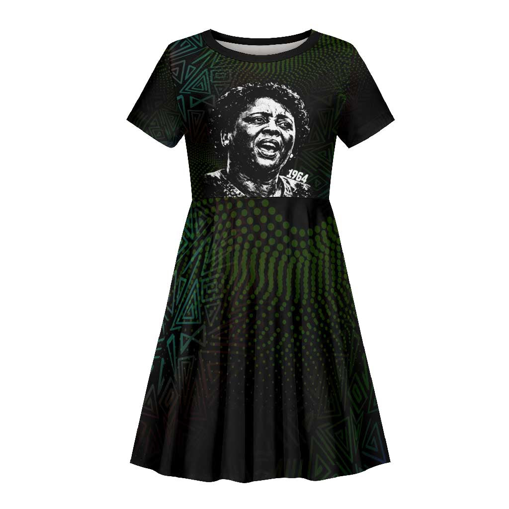 Fannie Lou Hamer Kid Short Sleeve Dress Im Sick and Tired Quote Design Bold Portrait and Civil Rights Movement Tribute - African Pride