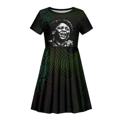Fannie Lou Hamer Kid Short Sleeve Dress Im Sick and Tired Quote Design Bold Portrait and Civil Rights Movement Tribute - African Pride