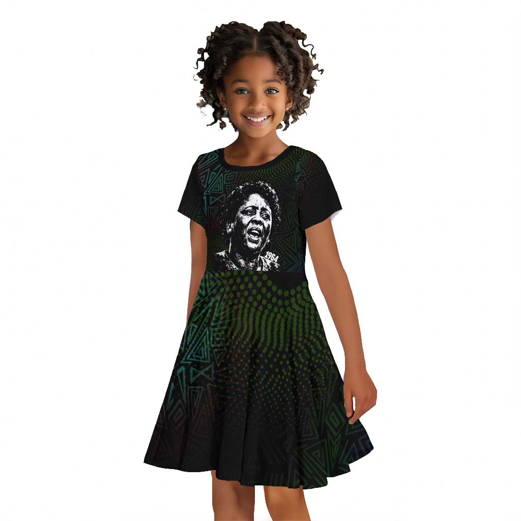 Fannie Lou Hamer Kid Short Sleeve Dress Im Sick and Tired Quote Design Bold Portrait and Civil Rights Movement Tribute - African Pride