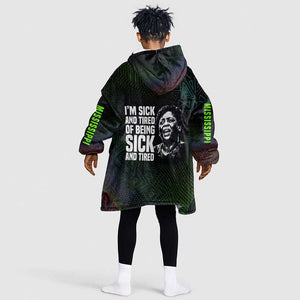 Fannie Lou Hamer Kid Wearable Blanket Hoodie Im Sick and Tired Quote Design Bold Portrait and Civil Rights Movement Tribute - African Pride