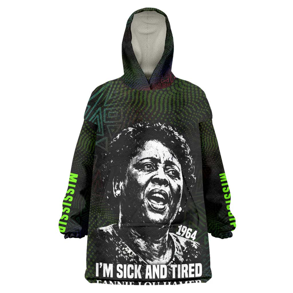 Fannie Lou Hamer Kid Wearable Blanket Hoodie Im Sick and Tired Quote Design Bold Portrait and Civil Rights Movement Tribute - African Pride