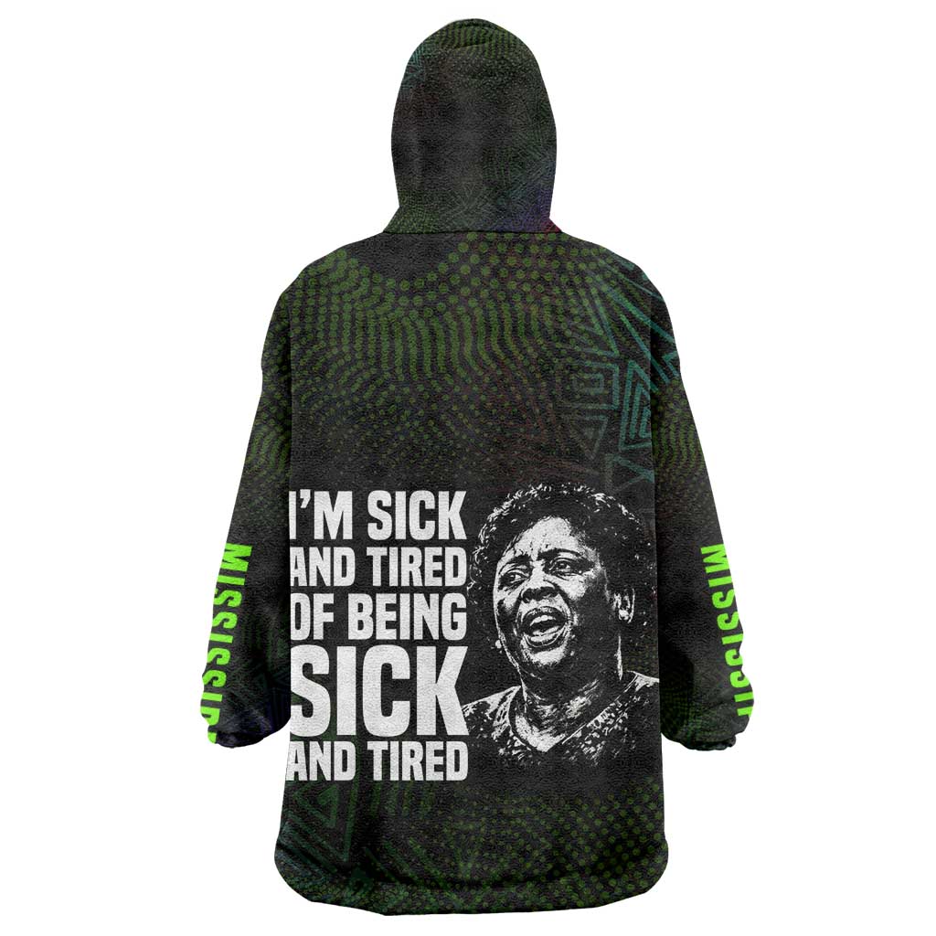 Fannie Lou Hamer Kid Wearable Blanket Hoodie Im Sick and Tired Quote Design Bold Portrait and Civil Rights Movement Tribute - African Pride