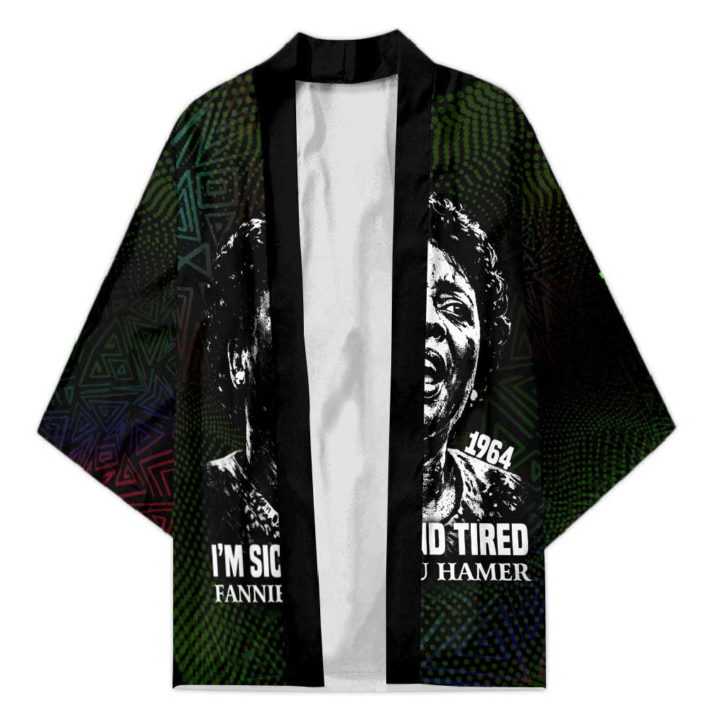Fannie Lou Hamer Kimono Im Sick and Tired Quote Design Bold Portrait and Civil Rights Movement Tribute - African Pride