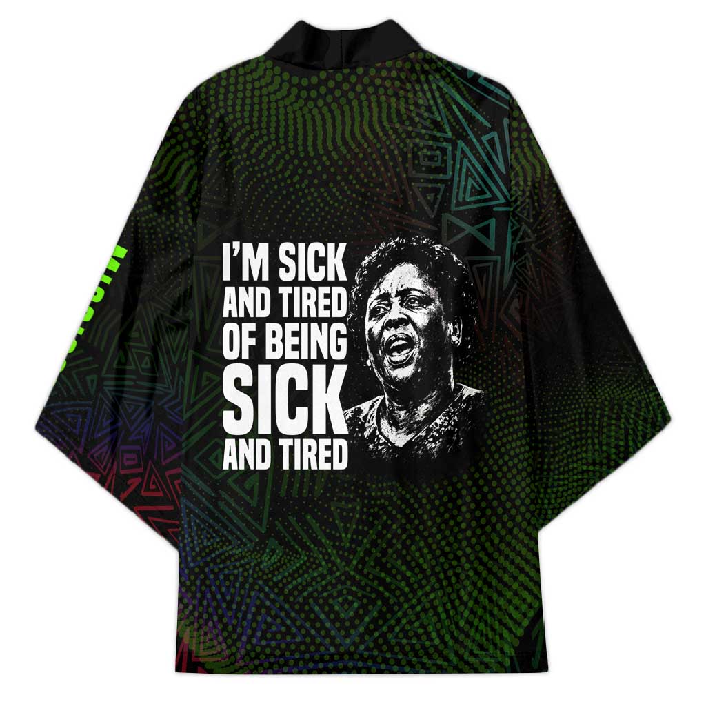 Fannie Lou Hamer Kimono Im Sick and Tired Quote Design Bold Portrait and Civil Rights Movement Tribute - African Pride