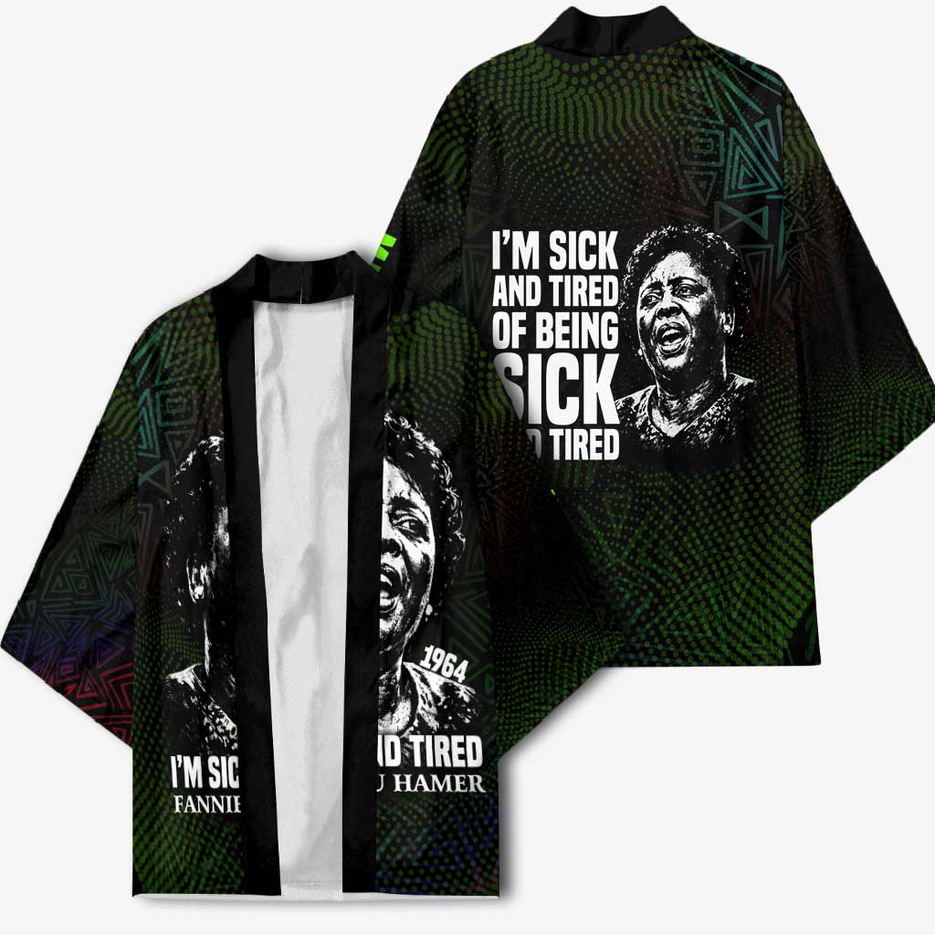 Fannie Lou Hamer Kimono Im Sick and Tired Quote Design Bold Portrait and Civil Rights Movement Tribute - African Pride