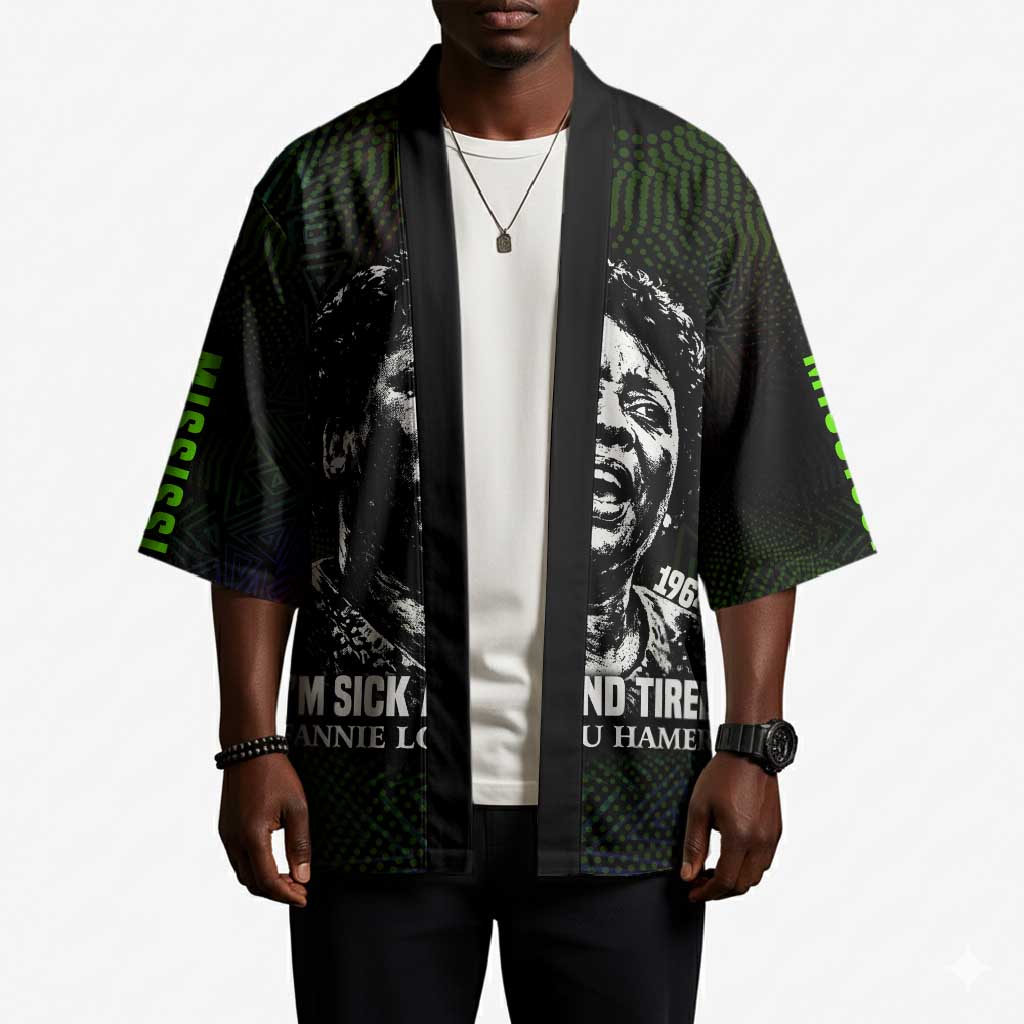Fannie Lou Hamer Kimono Im Sick and Tired Quote Design Bold Portrait and Civil Rights Movement Tribute - African Pride