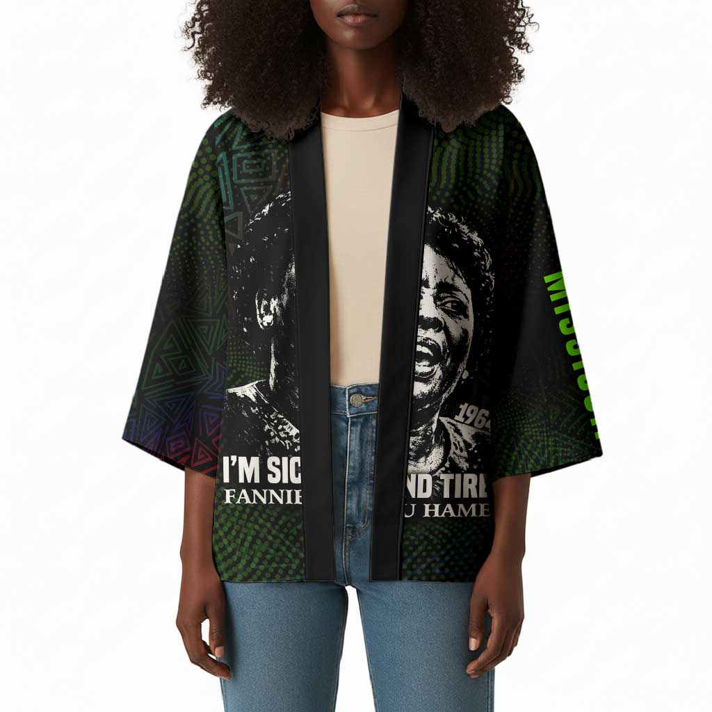 Fannie Lou Hamer Kimono Im Sick and Tired Quote Design Bold Portrait and Civil Rights Movement Tribute - African Pride