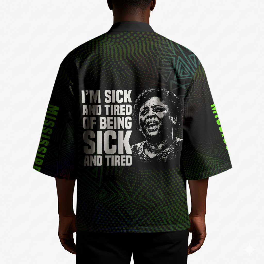Fannie Lou Hamer Kimono Im Sick and Tired Quote Design Bold Portrait and Civil Rights Movement Tribute - African Pride