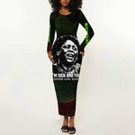 Fannie Lou Hamer Long Sleeve Bodycon Dress Im Sick and Tired Quote Design Bold Portrait and Civil Rights Movement Tribute - African Pride