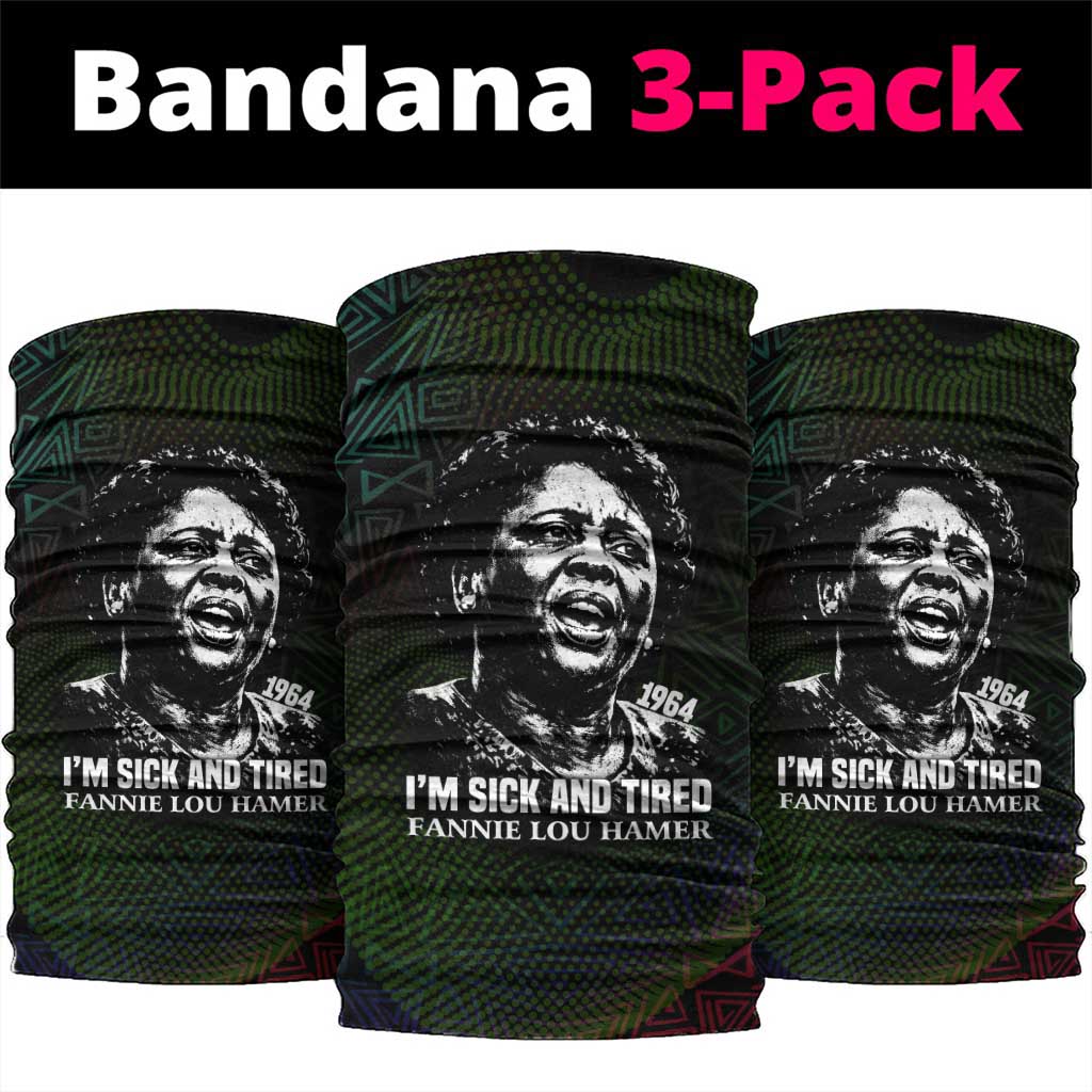 Fannie Lou Hamer Neck Gaiter Im Sick and Tired Quote Design Bold Portrait and Civil Rights Movement Tribute - African Pride