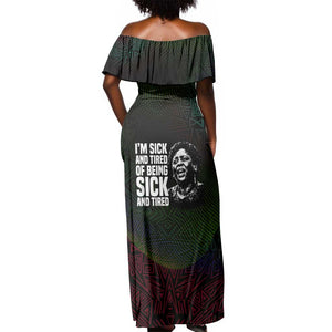 Fannie Lou Hamer Off Shoulder Maxi Dress Im Sick and Tired Quote Design Bold Portrait and Civil Rights Movement Tribute - African Pride