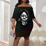 Fannie Lou Hamer Off Shoulder Short Dress Im Sick and Tired Quote Design Bold Portrait and Civil Rights Movement Tribute - African Pride