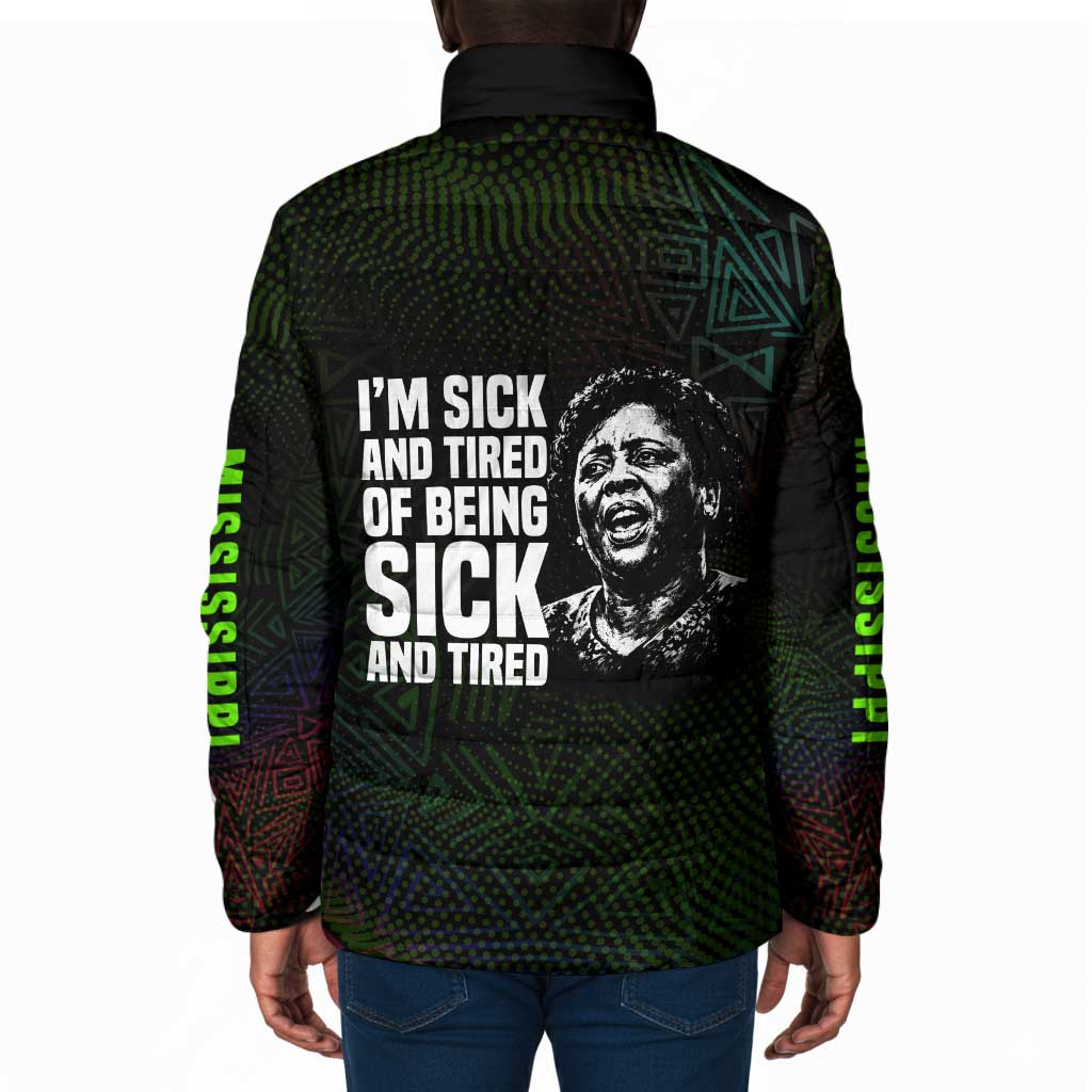 Fannie Lou Hamer Padded Jacket Im Sick and Tired Quote Design Bold Portrait and Civil Rights Movement Tribute - African Pride