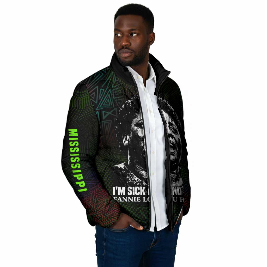 Fannie Lou Hamer Padded Jacket Im Sick and Tired Quote Design Bold Portrait and Civil Rights Movement Tribute - African Pride