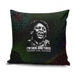 Fannie Lou Hamer Pillow Cover Im Sick and Tired Quote Design Bold Portrait and Civil Rights Movement Tribute - African Pride