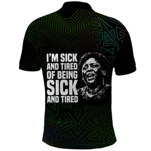 Fannie Lou Hamer Polo Shirt Im Sick and Tired Quote Design Bold Portrait and Civil Rights Movement Tribute - African Pride