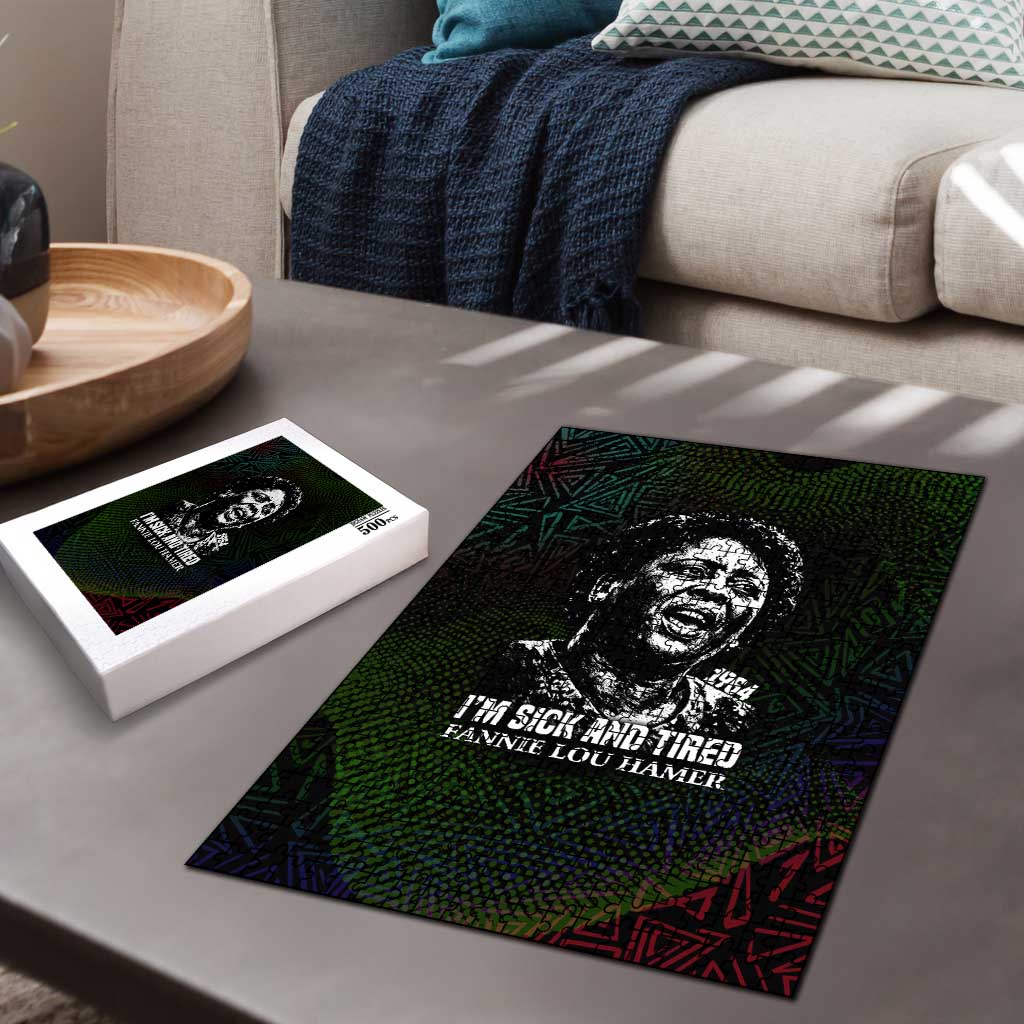 Fannie Lou Hamer Puzzle Im Sick and Tired Quote Design Bold Portrait and Civil Rights Movement Tribute - African Pride