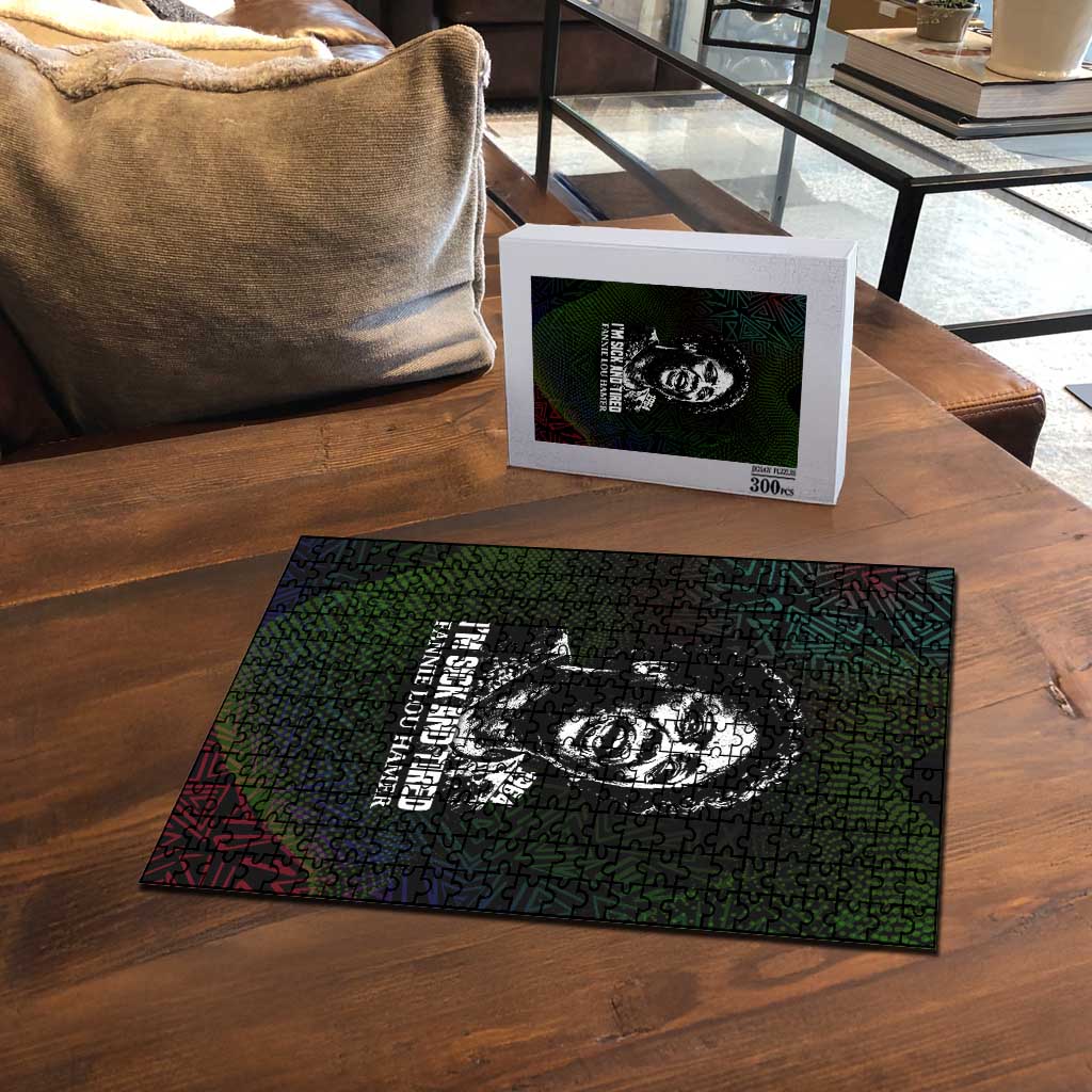 Fannie Lou Hamer Puzzle Im Sick and Tired Quote Design Bold Portrait and Civil Rights Movement Tribute - African Pride
