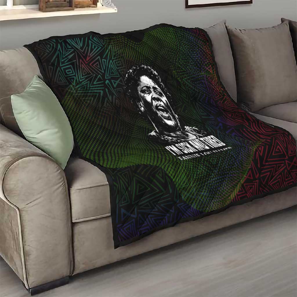 Fannie Lou Hamer Quilt Im Sick and Tired Quote Design Bold Portrait and Civil Rights Movement Tribute - African Pride