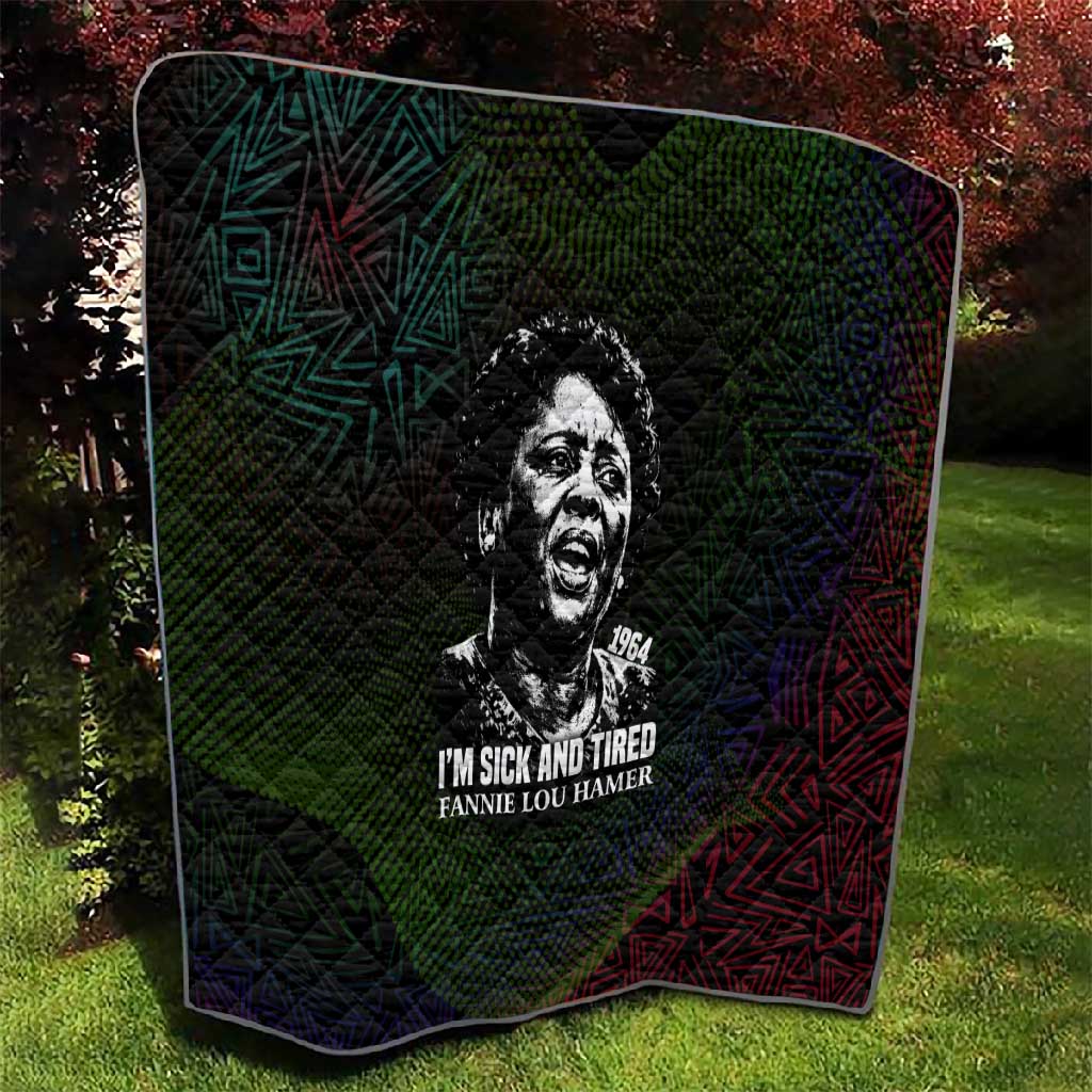 Fannie Lou Hamer Quilt Im Sick and Tired Quote Design Bold Portrait and Civil Rights Movement Tribute - African Pride