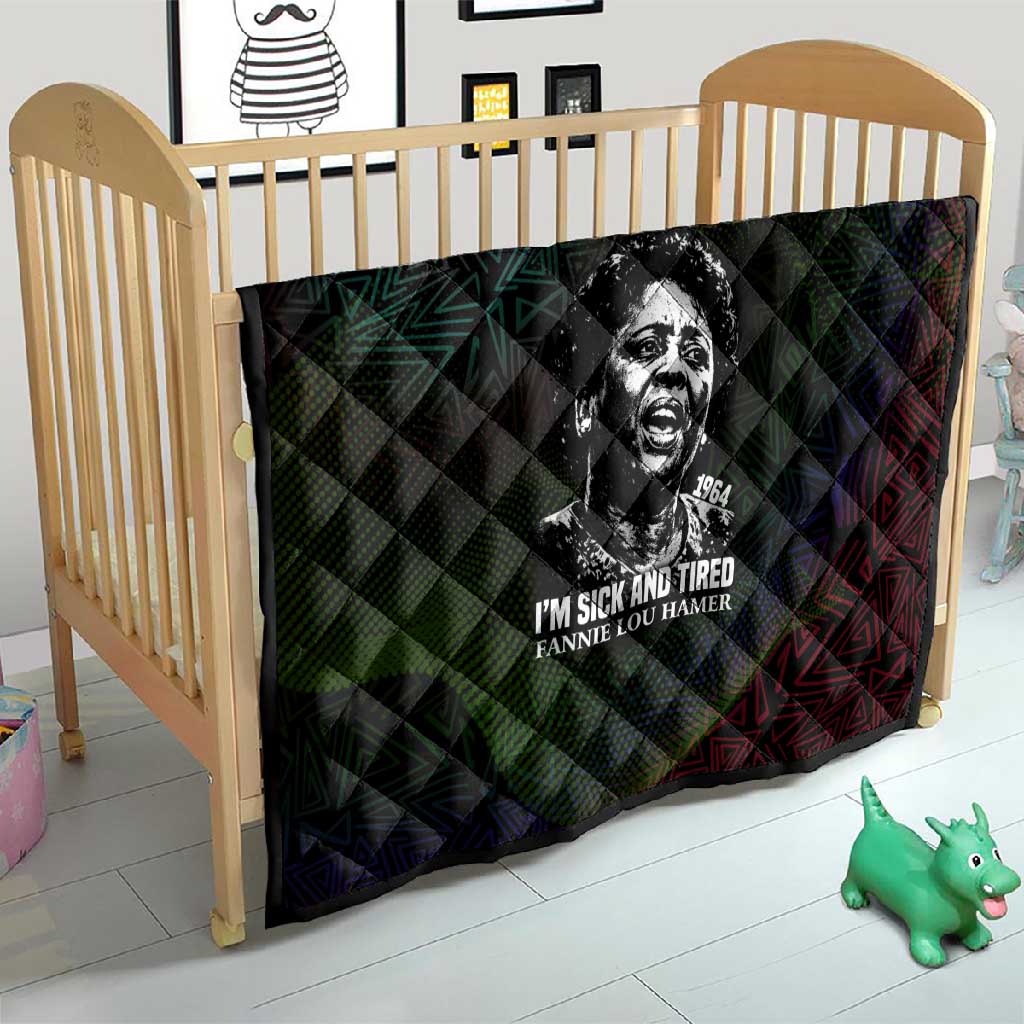 Fannie Lou Hamer Quilt Im Sick and Tired Quote Design Bold Portrait and Civil Rights Movement Tribute - African Pride