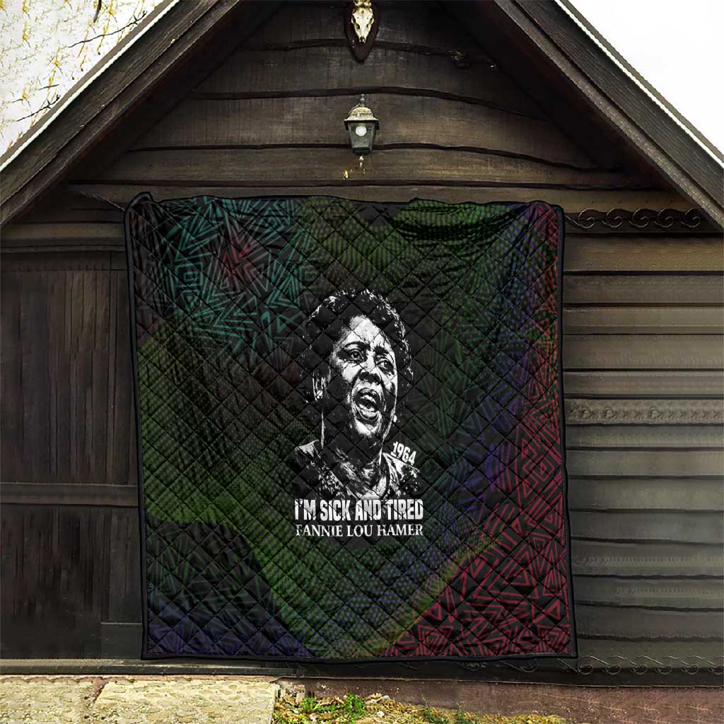 Fannie Lou Hamer Quilt Im Sick and Tired Quote Design Bold Portrait and Civil Rights Movement Tribute - African Pride