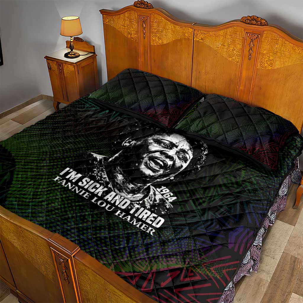 Fannie Lou Hamer Quilt Bed Set Im Sick and Tired Quote Design Bold Portrait and Civil Rights Movement Tribute - African Pride