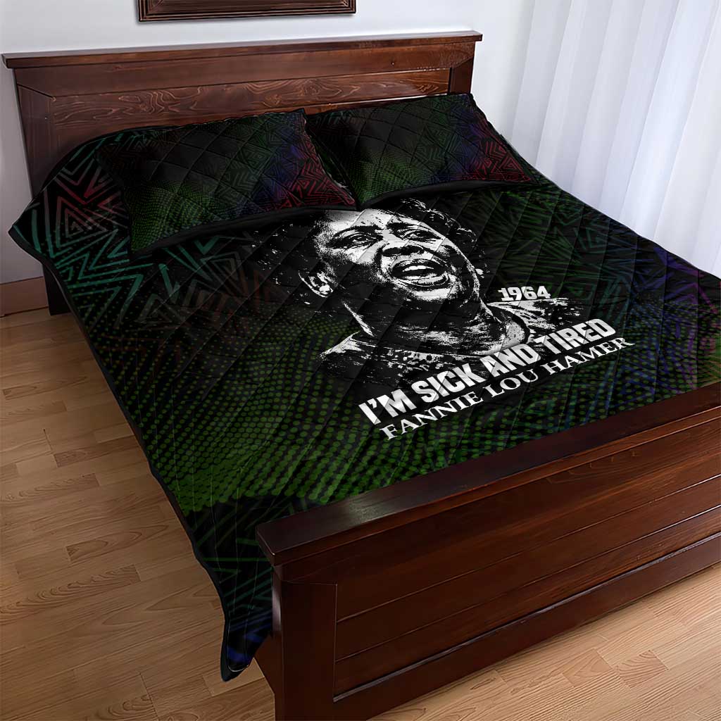 Fannie Lou Hamer Quilt Bed Set Im Sick and Tired Quote Design Bold Portrait and Civil Rights Movement Tribute - African Pride