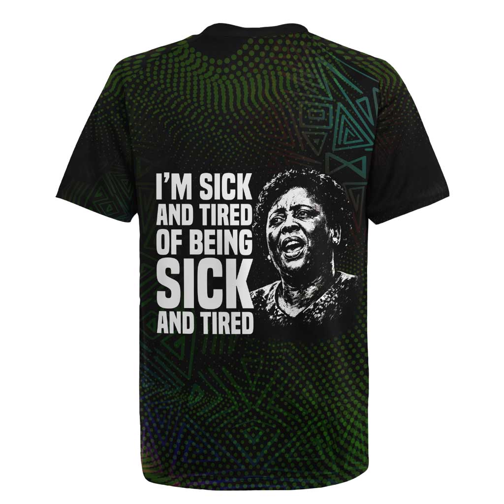 Fannie Lou Hamer Rugby Jersey Im Sick and Tired Quote Design Bold Portrait and Civil Rights Movement Tribute - African Pride