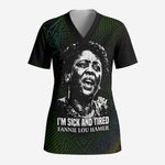 Fannie Lou Hamer Scrub Top Im Sick and Tired Quote Design Bold Portrait and Civil Rights Movement Tribute - African Pride