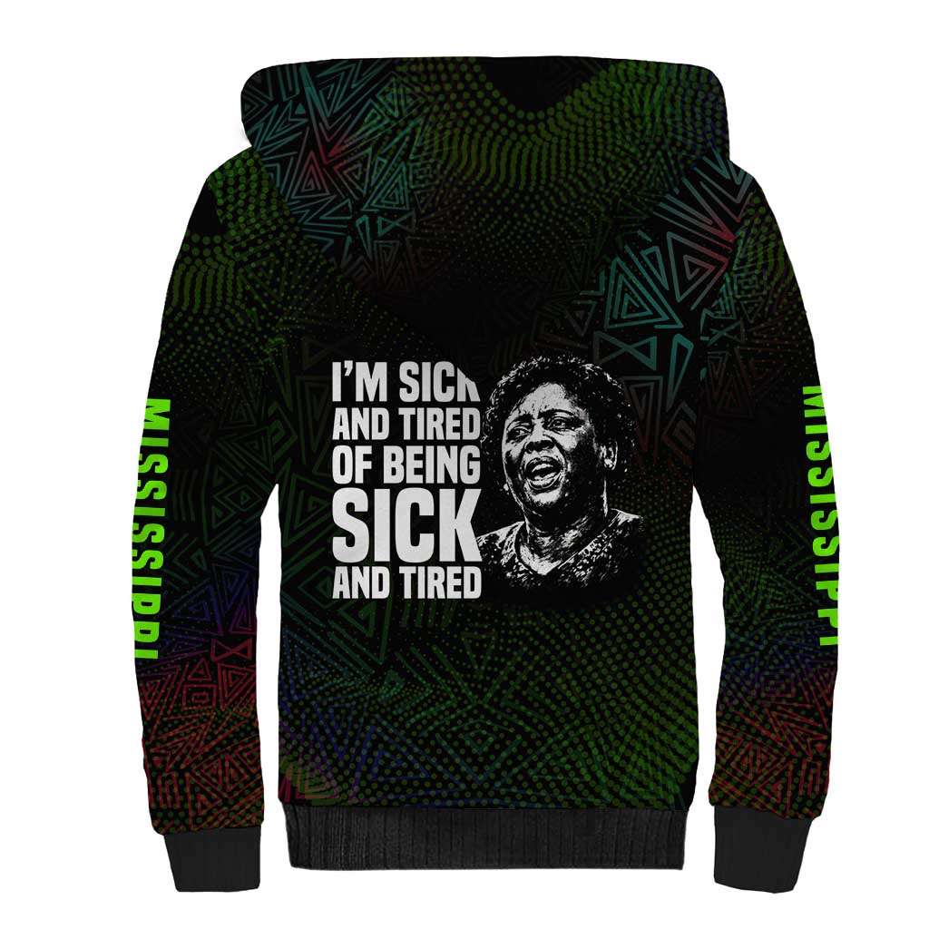 Fannie Lou Hamer Sherpa Hoodie Im Sick and Tired Quote Design Bold Portrait and Civil Rights Movement Tribute - African Pride